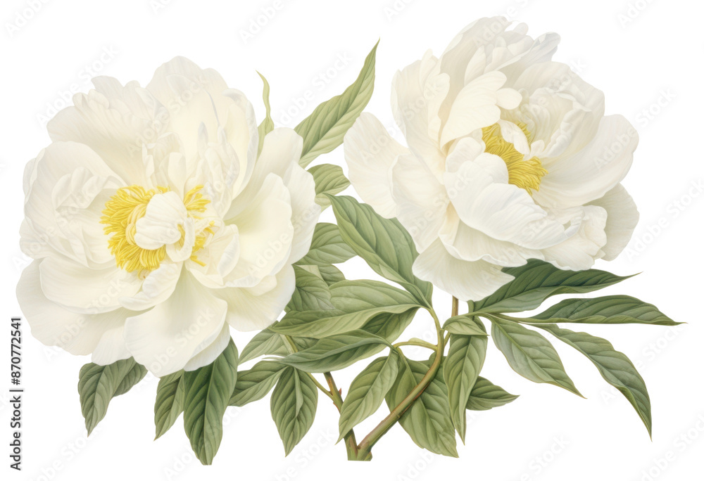 PNG Elegant white peony flowers illustration PNG Elegant white peony flowers illustration