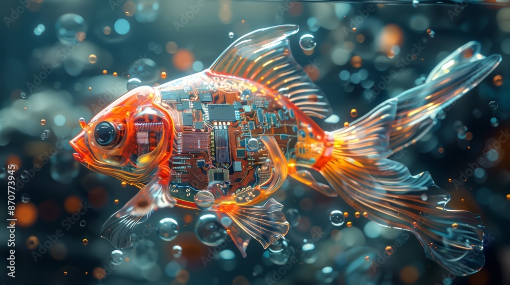 Cyber Fish Swimming in Digital Ocean Cyber Fish Swimming in Digital Ocean