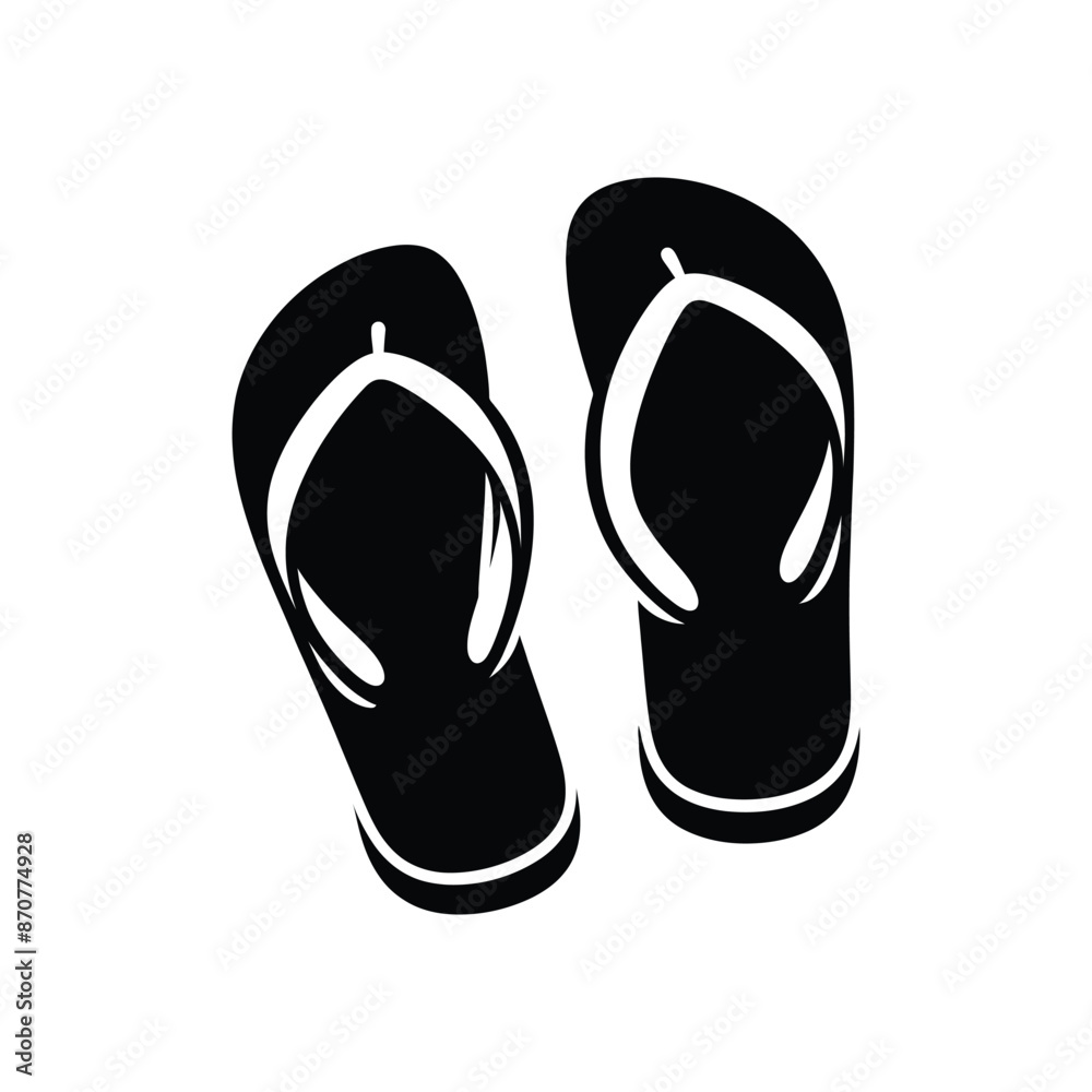 Stylish Flip Flop Silhouette Vector - Versatile Graphic for Summertime and Casual Wear Stylish Flip Flop Silhouette Vector - Versatile Graphic for Summertime and Casual Wear