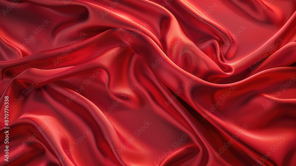 Fototapeta premium Elegant red silk satin texture forming a smooth, luxurious background with design space