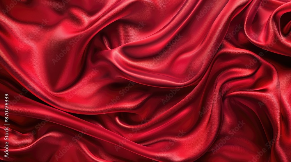 Obraz premium Elegant red silk satin texture forming a smooth, luxurious background with design space