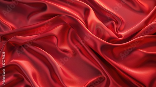 Elegant red silk satin texture forming a smooth, luxurious background with design space