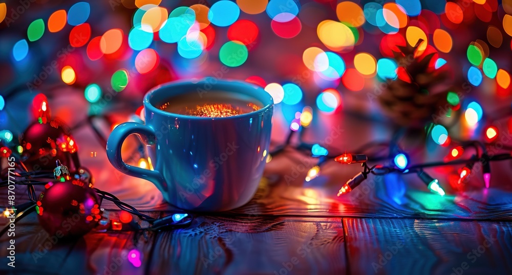 Obraz premium Cozy Christmas Eve with a Cup of Coffee