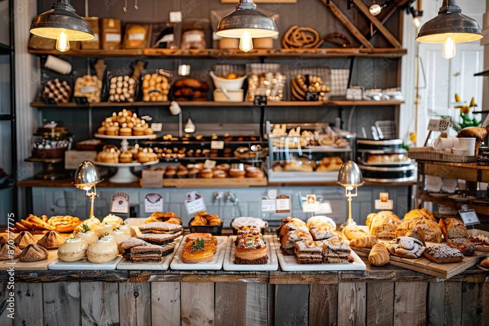 A Bakery Display with Freshly Baked Goods A Bakery Display with Freshly Baked Goods