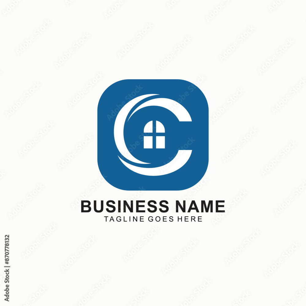 Letter C initial logo design with house concept Letter C initial logo design with house concept