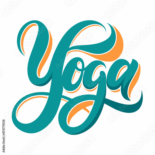 The image promotes a yoga studio with font, art, and electric blue color