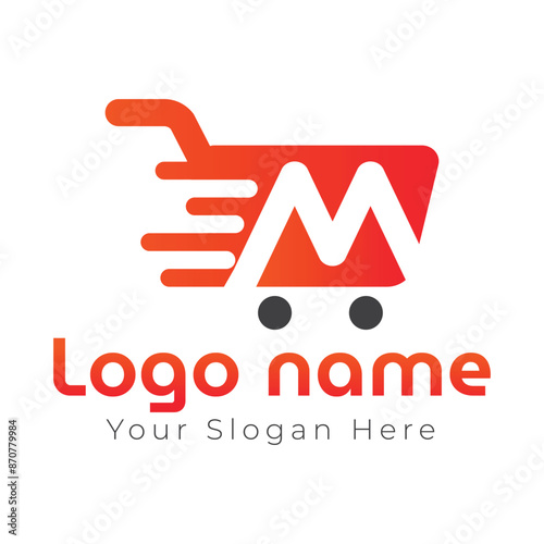 Modern m letter ecommerce logo design vector for business and company