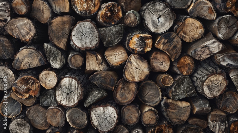 Stack of cut wooden logs with natural textures, close-up view. Forestry and natural resource concept Stack of cut wooden logs with natural textures, close-up view. Forestry and natural resource concept