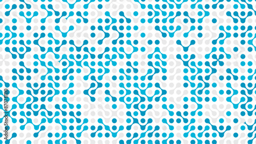 Continuous Metaballs Repeated Pattern. Beautiful Metaballs Geometric Pattern. Blue and White Image.