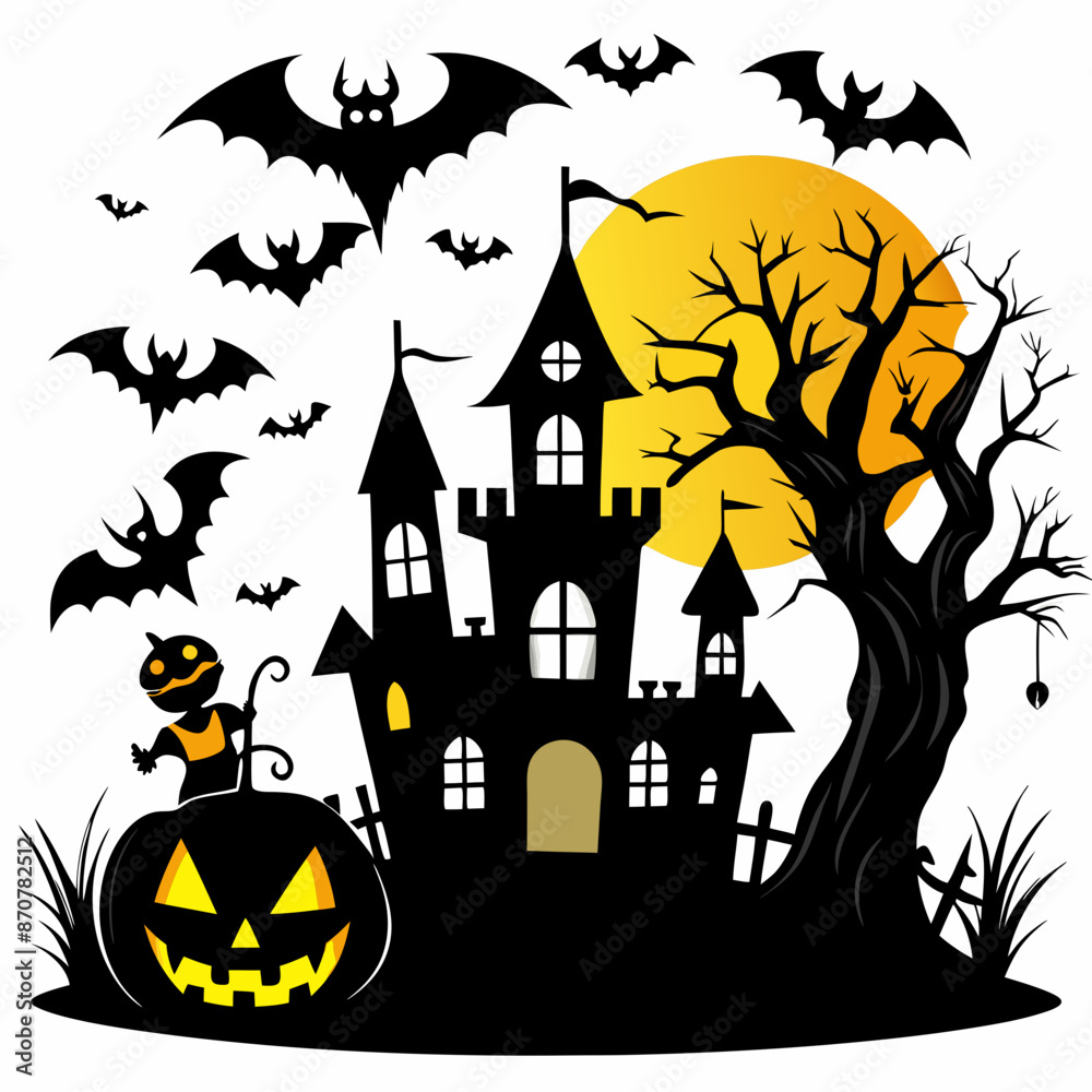 Halloween vector background with house,spooky,pumpkin Halloween vector background with house,spooky,pumpkin