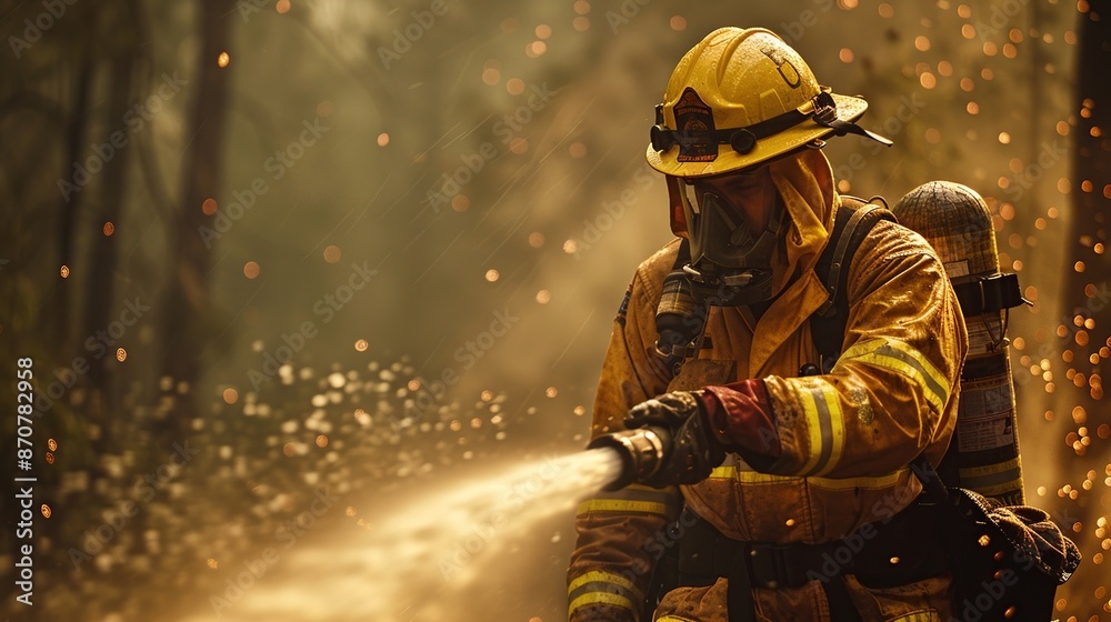 Firefighter Battling a Forest Fire Firefighter Battling a Forest Fire