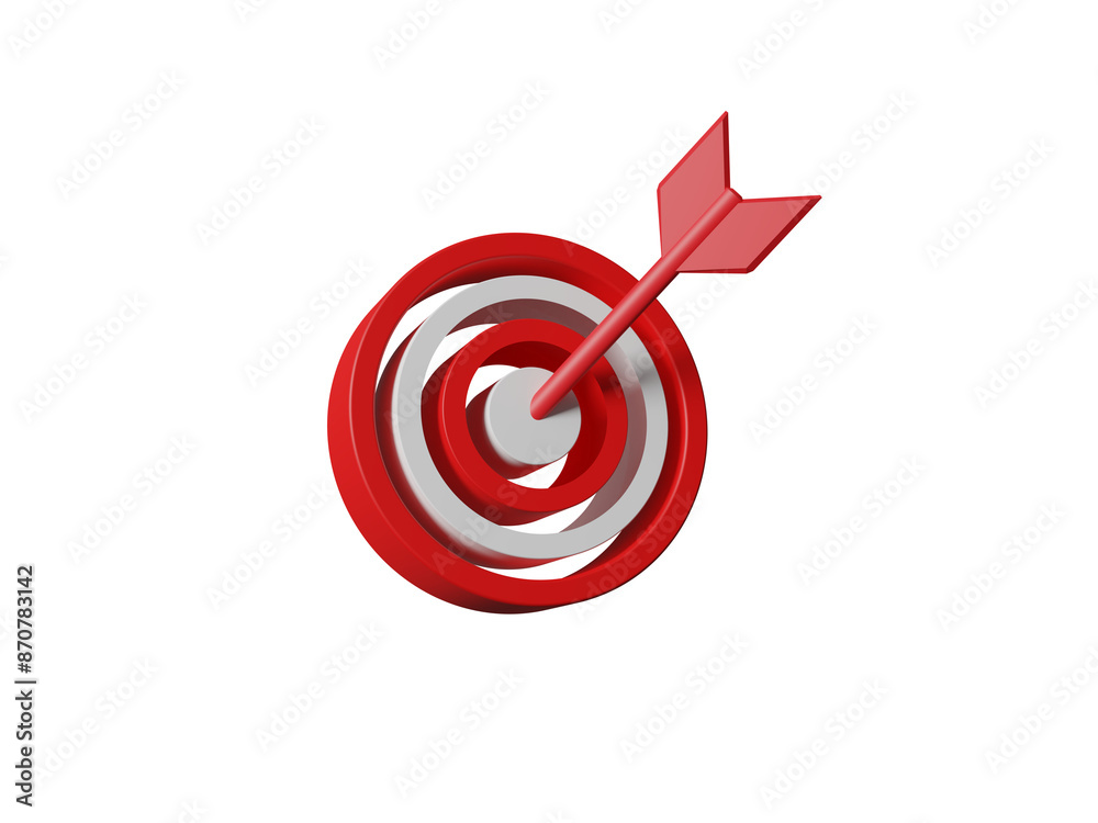 Arrow hit the center of target. Business target achievement concept. Arrow on bullseye in target. Business success, investment goal, opportunity challenge, aim strategy. 3d rendering illustration Arrow hit the center of target. Business target achievement concept. Arrow on bullseye in target. Business success, investment goal, opportunity challenge, aim strategy. 3d rendering illustration