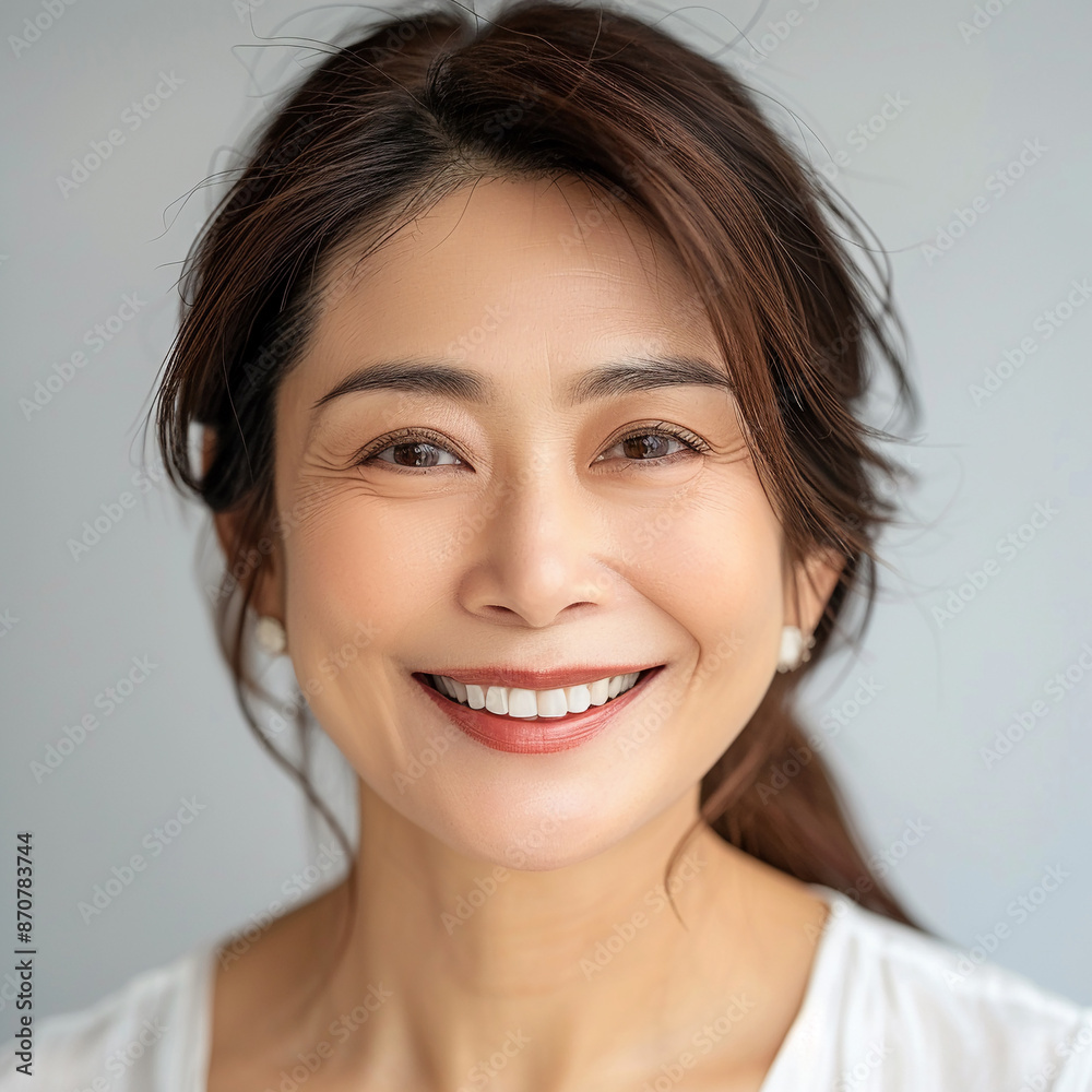 40-45 year old Beauty Asian women big smile white teeth skin healthy on 100% isolate white background. 40-45 year old Beauty Asian women big smile white teeth skin healthy on 100% isolate white background.