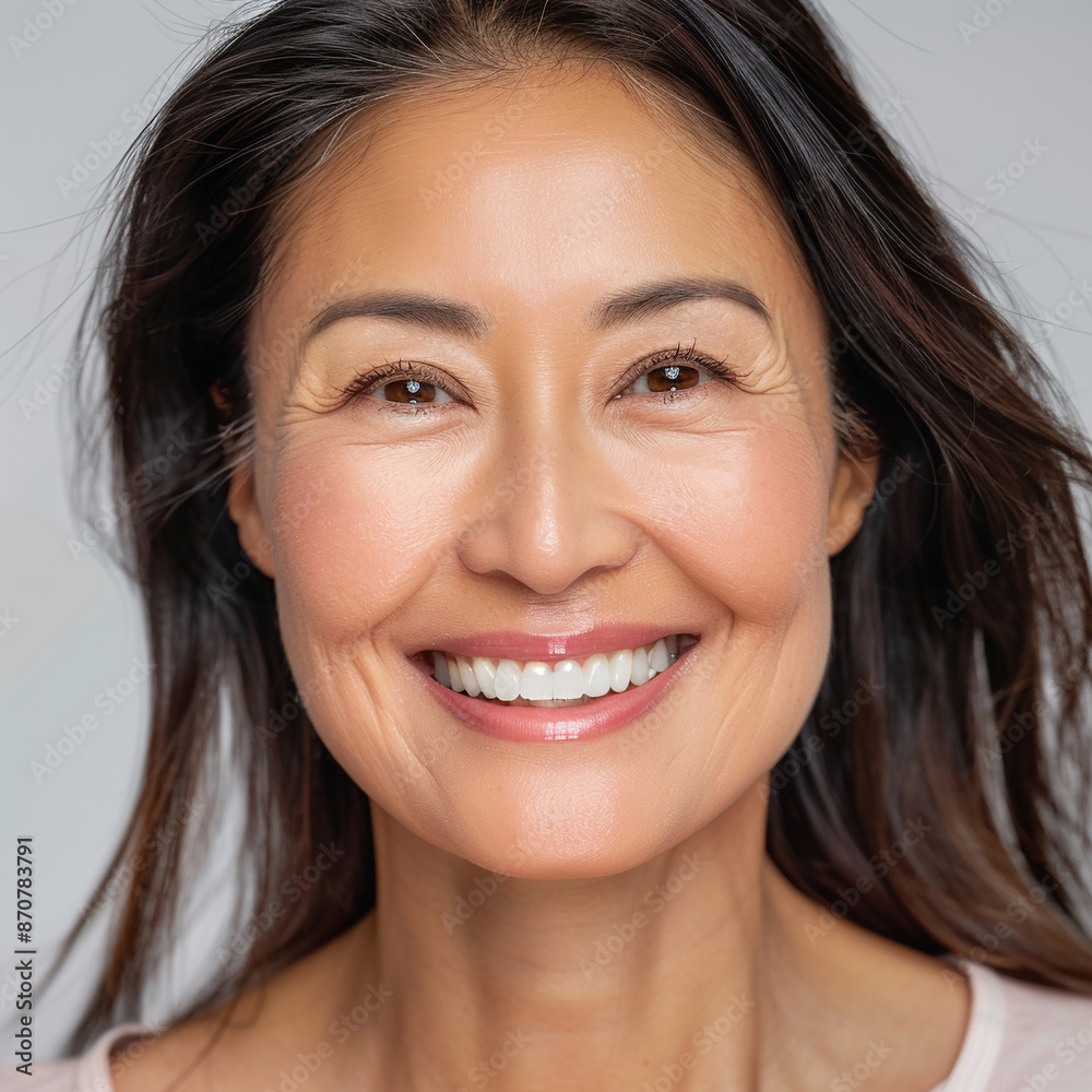 40-45 year old Beauty Asian women big smile white teeth skin healthy on 100% isolate white background. 40-45 year old Beauty Asian women big smile white teeth skin healthy on 100% isolate white background.