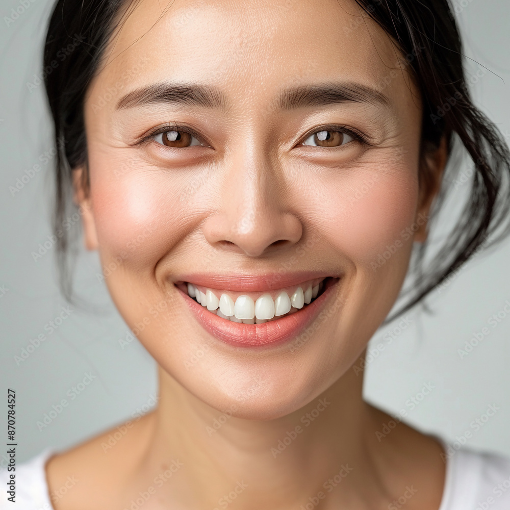 40-45 year old Beauty Asian women big smile white teeth skin healthy on 100% isolate white background. 40-45 year old Beauty Asian women big smile white teeth skin healthy on 100% isolate white background.