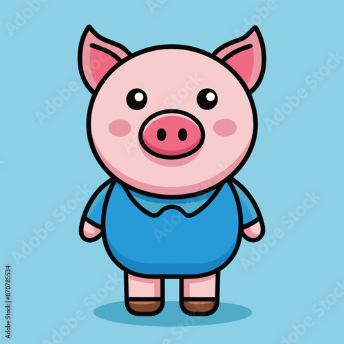 Cute Pig Cartoon Vector Icon Illustration.