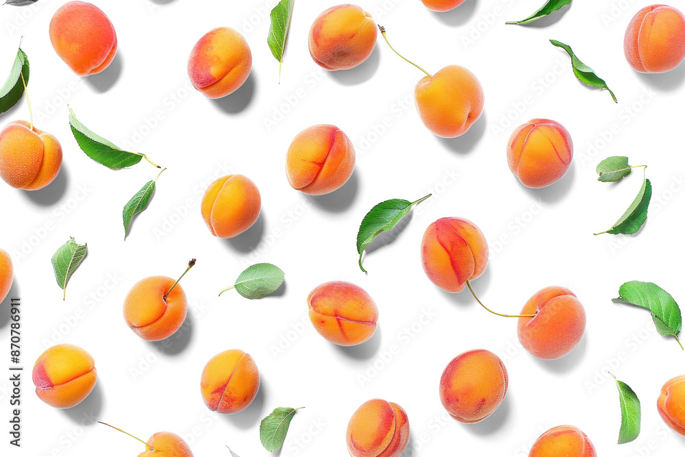 Fresh Apricots with Green Leaves Fresh Apricots with Green Leaves