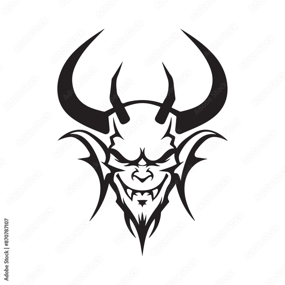 Demonic logo or character design Vector isolated on white background Demonic logo or character design Vector isolated on white background