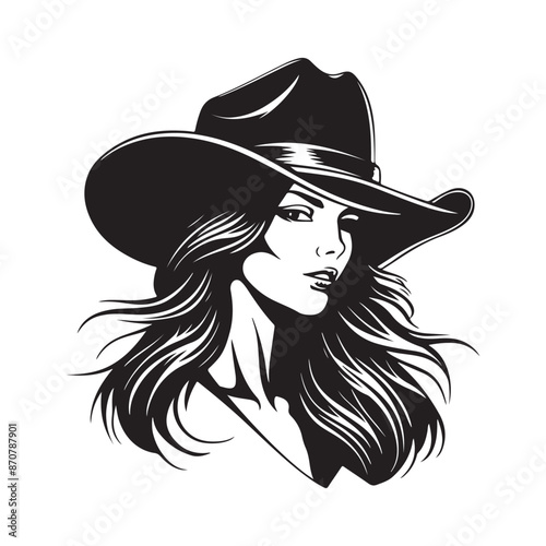 Girl with cowboy hat image vector isolated on white background