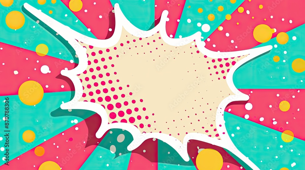Colorful comic book speech bubbles with polka dot backgrounds and bold comic fonts Colorful comic book speech bubbles with polka dot backgrounds and bold comic fonts