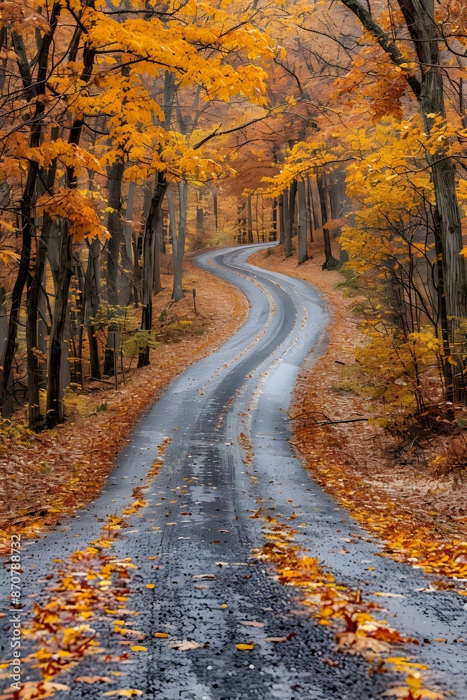 Winding road through the autumn forest Winding road through the autumn forest