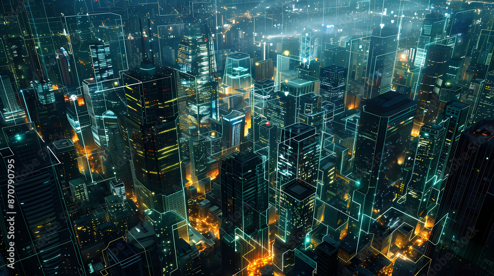 Isometric smart city design concept. Business center with skyscrapers and intelligent buildings,IOT for the internet of things Isometric smart city design concept. Business center with skyscrapers and intelligent buildings,IOT for the internet of things