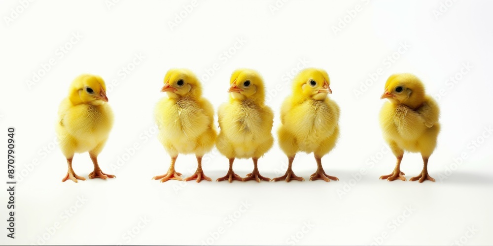 Three chicks in front of white background. Three chicks in front of white background.