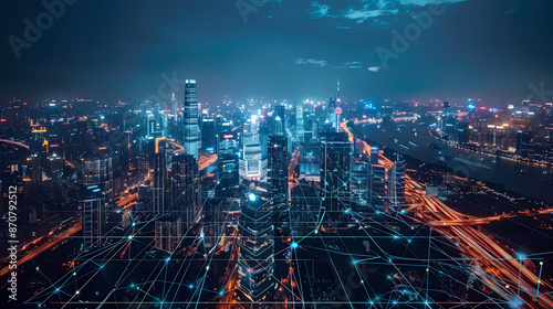 Wallpaper Mural Isometric smart city design concept. Business center with skyscrapers and intelligent buildings,IOT for the internet of things Torontodigital.ca