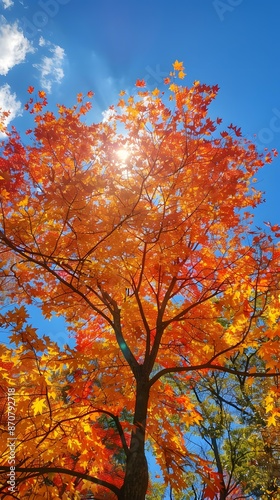 Looking Up at a Vibrant Autumn Tree