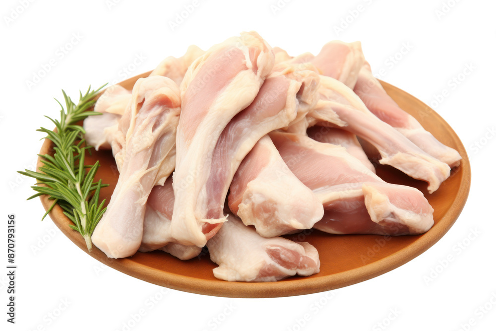 Fresh chicken bones. Detailed components separated on white background. Emphasis on the details of chicken that is fresh, free of bruises, and that the fat is evenly distributed. Fresh chicken bones. Detailed components separated on white background. Emphasis on the details of chicken that is fresh, free of bruises, and that the fat is evenly distributed.