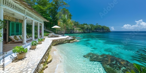 Jamaica villa with private beach and stunning caribbean sea view © Adobe Contributor