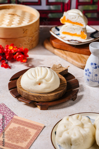 Baozi, Chinese Steamed Buns is a type of yeast-leavened filled bun in various Chinese cuisines.