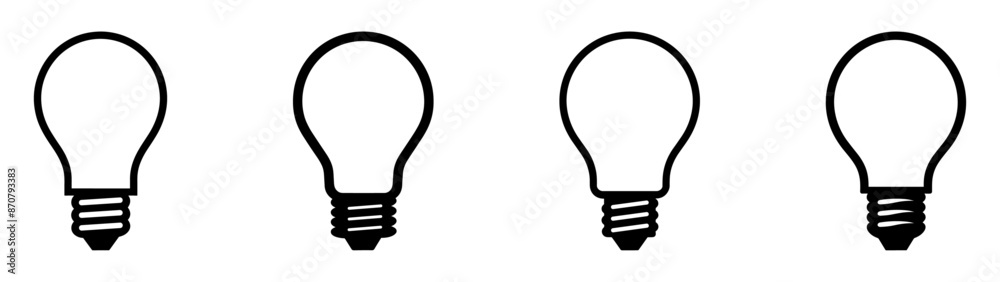 Bulb lamp icons set. Editable stroke. Bulb lamp icons set. Editable stroke.