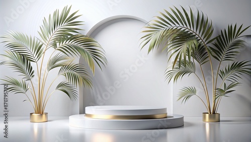 White gold Podium mockup for product presentation © iconworld
