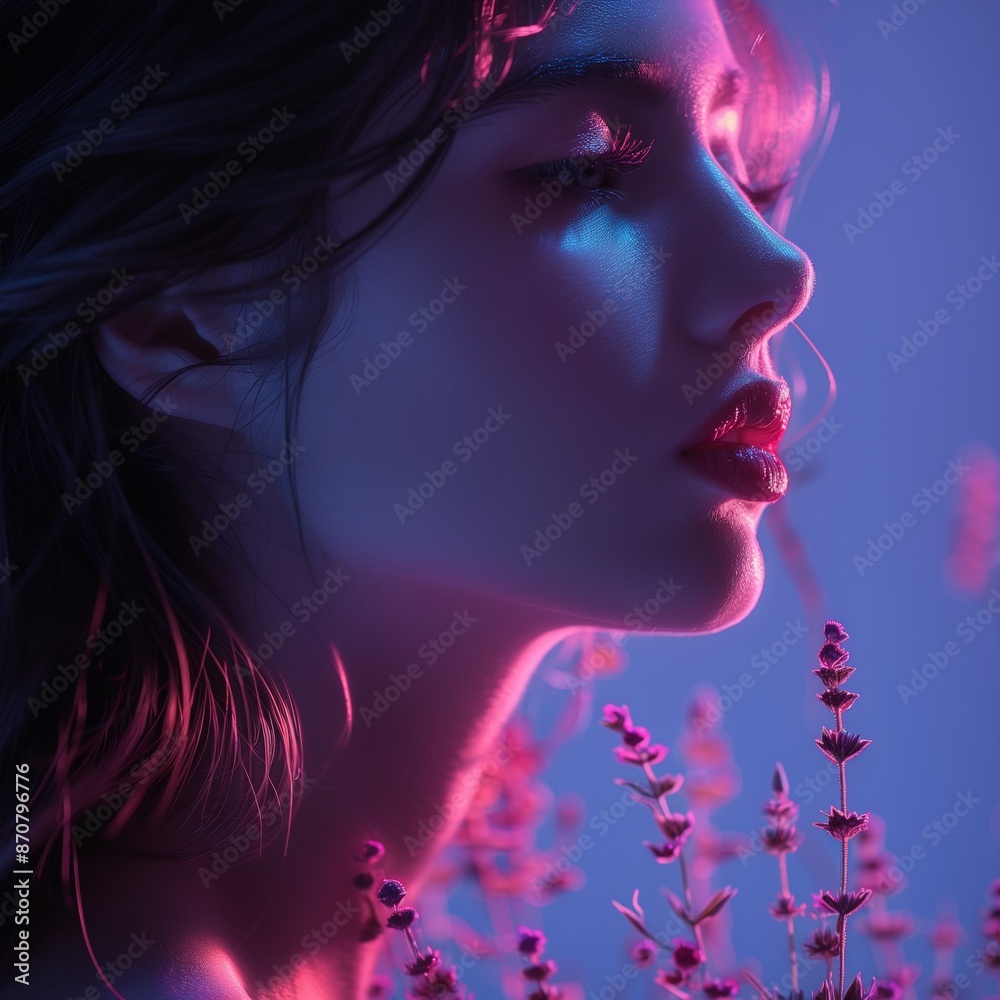 woman silhouette with flowers woman silhouette with flowers