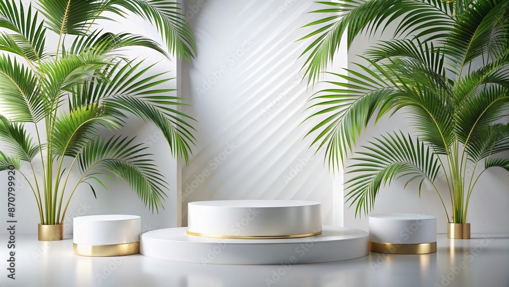 Obraz premium White gold Podium mockup for product presentation