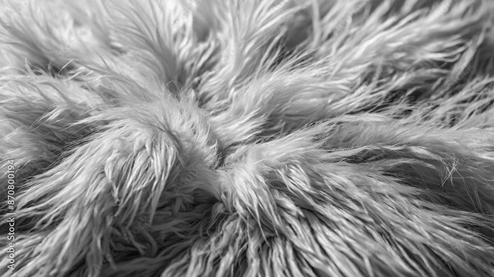 a close-up of white fur in black and white. Fur texture background. a close-up of white fur in black and white. Fur texture background.