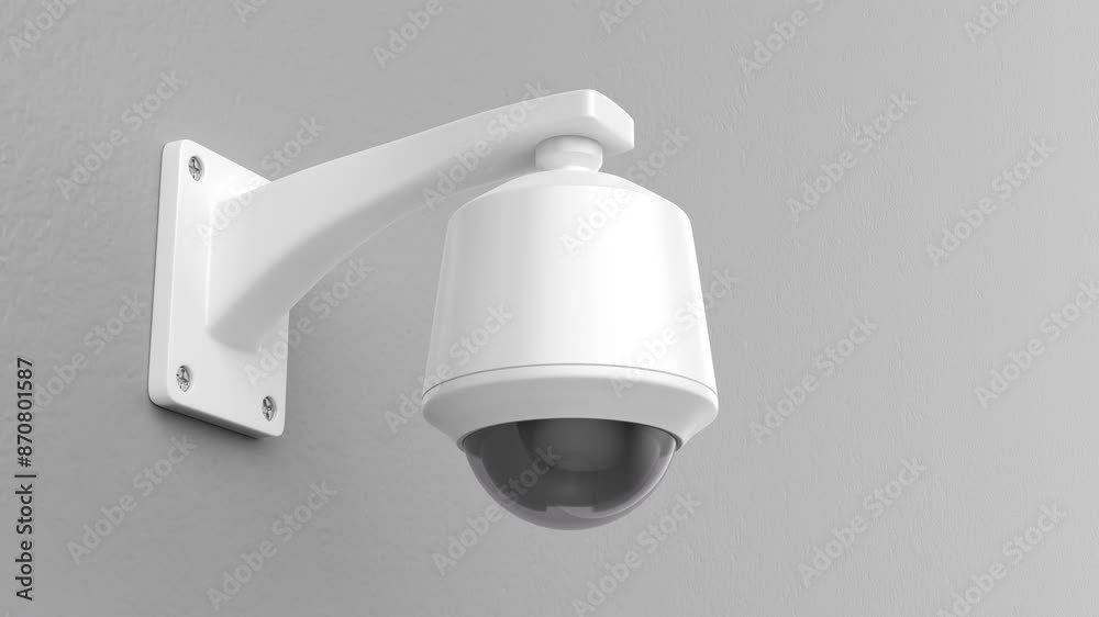 Dome surveillance camera attached to a grey wall
Dome surveillance camera attached to a grey wall