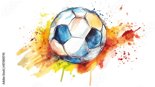 Wallpaper Mural A watercolor painting of a soccer ball with a splash of color isolated on a transparent background Torontodigital.ca