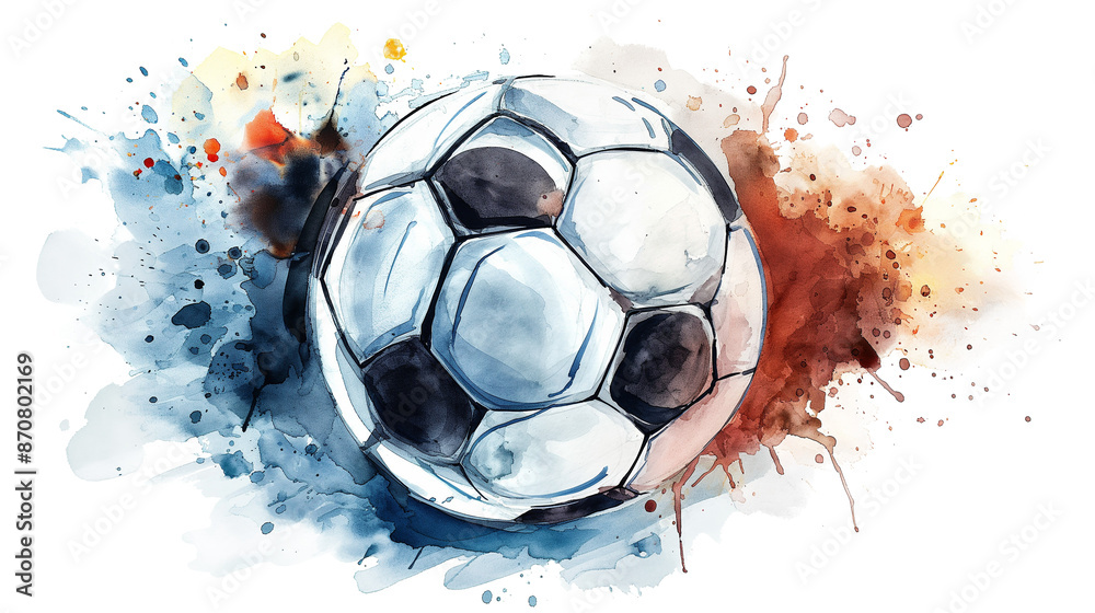 custom made wallpaper toronto digitalA watercolor painting of a soccer ball with a splash of color isolated on a transparent background
