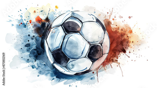 Wallpaper Mural A watercolor painting of a soccer ball with a splash of color isolated on a transparent background Torontodigital.ca