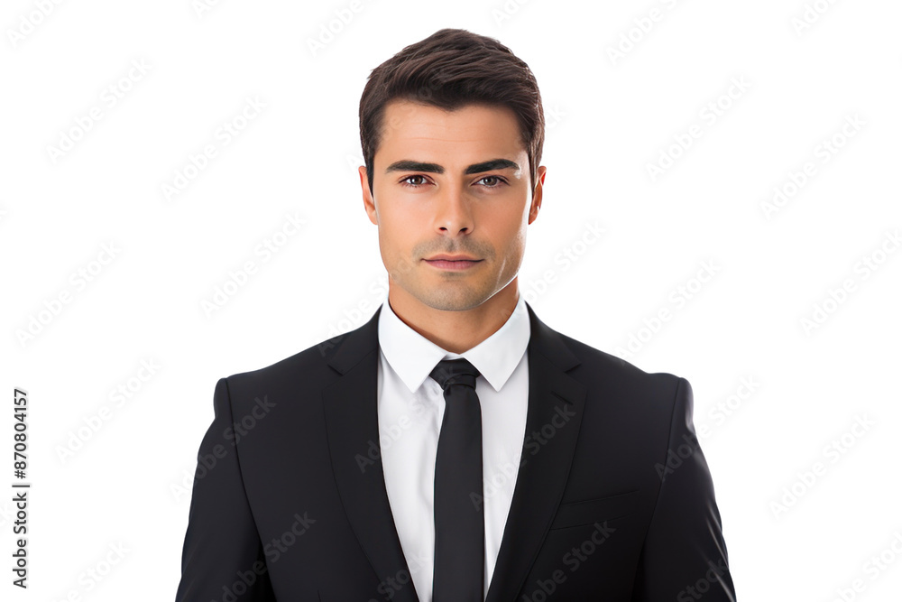business man wearing a suit Appear confident, serious, and ready to work. Look confidently at the camera on a white background business man wearing a suit Appear confident, serious, and ready to work. Look confidently at the camera on a white background