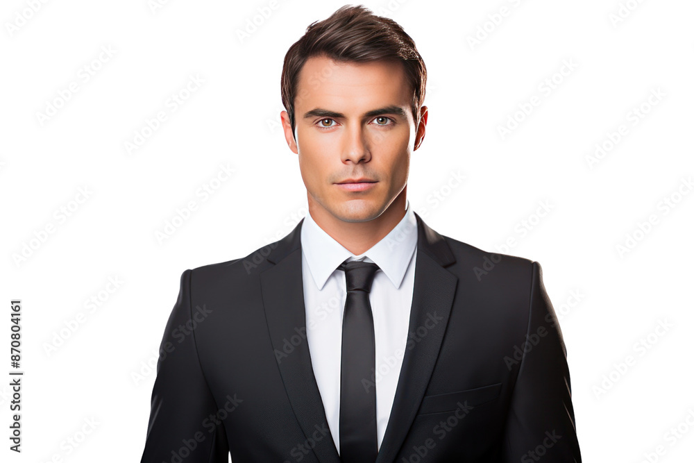 business man wearing a suit Appear confident, serious, and ready to work. Look confidently at the camera on a white background business man wearing a suit Appear confident, serious, and ready to work. Look confidently at the camera on a white background