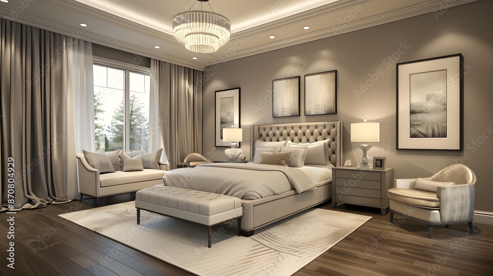 Fototapeta premium Inside The Bedroom With Modern Decoration.