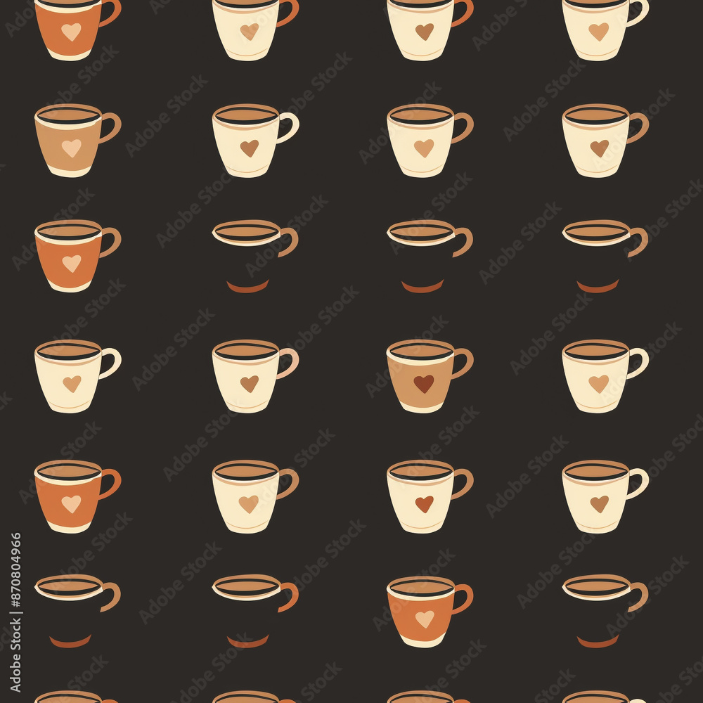 Cartoon coffee element seamless loop mosaic background
