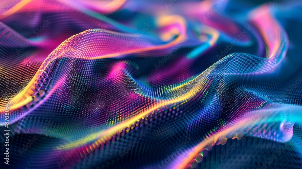 Obraz premium Abstract Wavy Pattern in Neon Colors