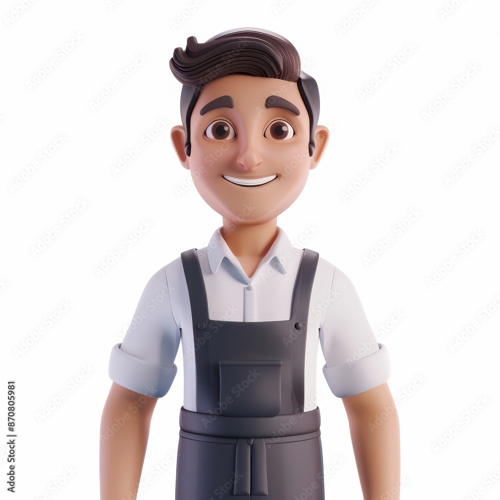 3D cartoon of professional smiling Cashier standing isolated on white background, looking directly at the camera with an attentive expression 3D cartoon of professional smiling Cashier standing isolated on white background, looking directly at the camera with an attentive expression