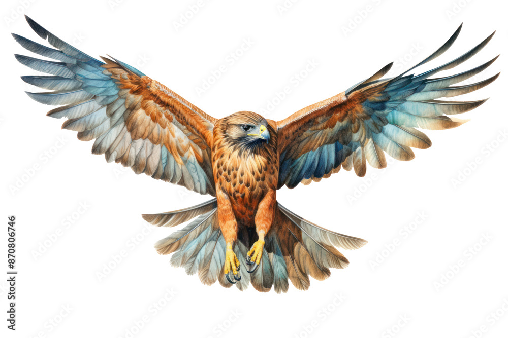 Fototapeta premium PNG Majestic hawk soaring wings spread