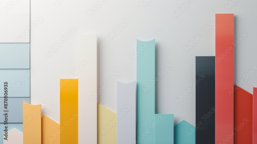 Colorful Paper Bar Graph on White Wall Colorful Paper Bar Graph on White Wall