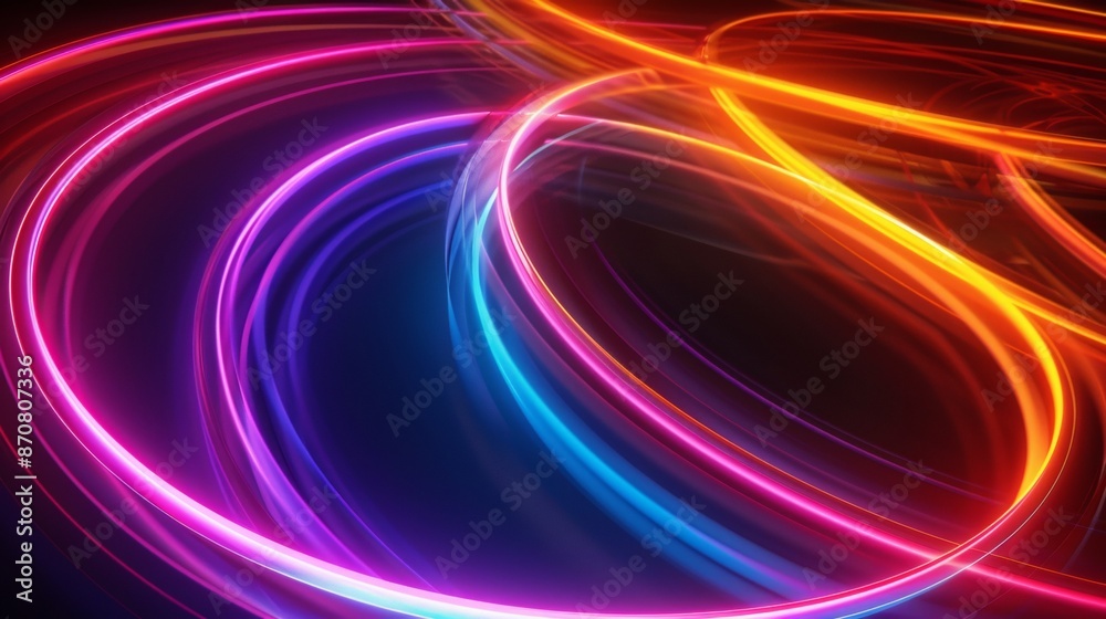Abstract Neon Light Trails in Vibrant Colors on a Dark Background Abstract Neon Light Trails in Vibrant Colors on a Dark Background